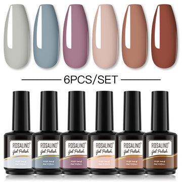 ROSALIND Gel Nail Polish 6Pcs/Set For Manicure Nails Art UV Gel Need Base Top Coat Vernis Semi permanent Nail Polish 15ML